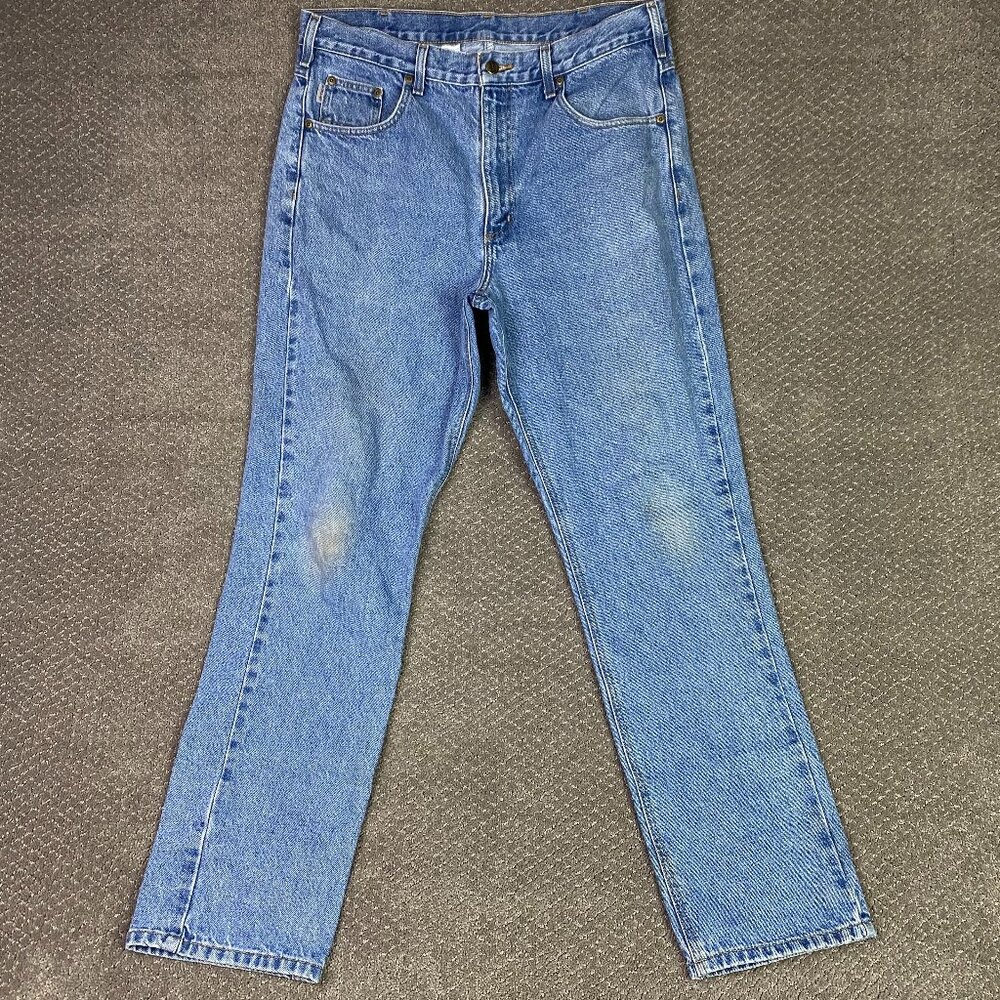 Carhartt Jeans Men's 36 x 32 Blue Cotton Denim Work Wear B18 STW Workwear